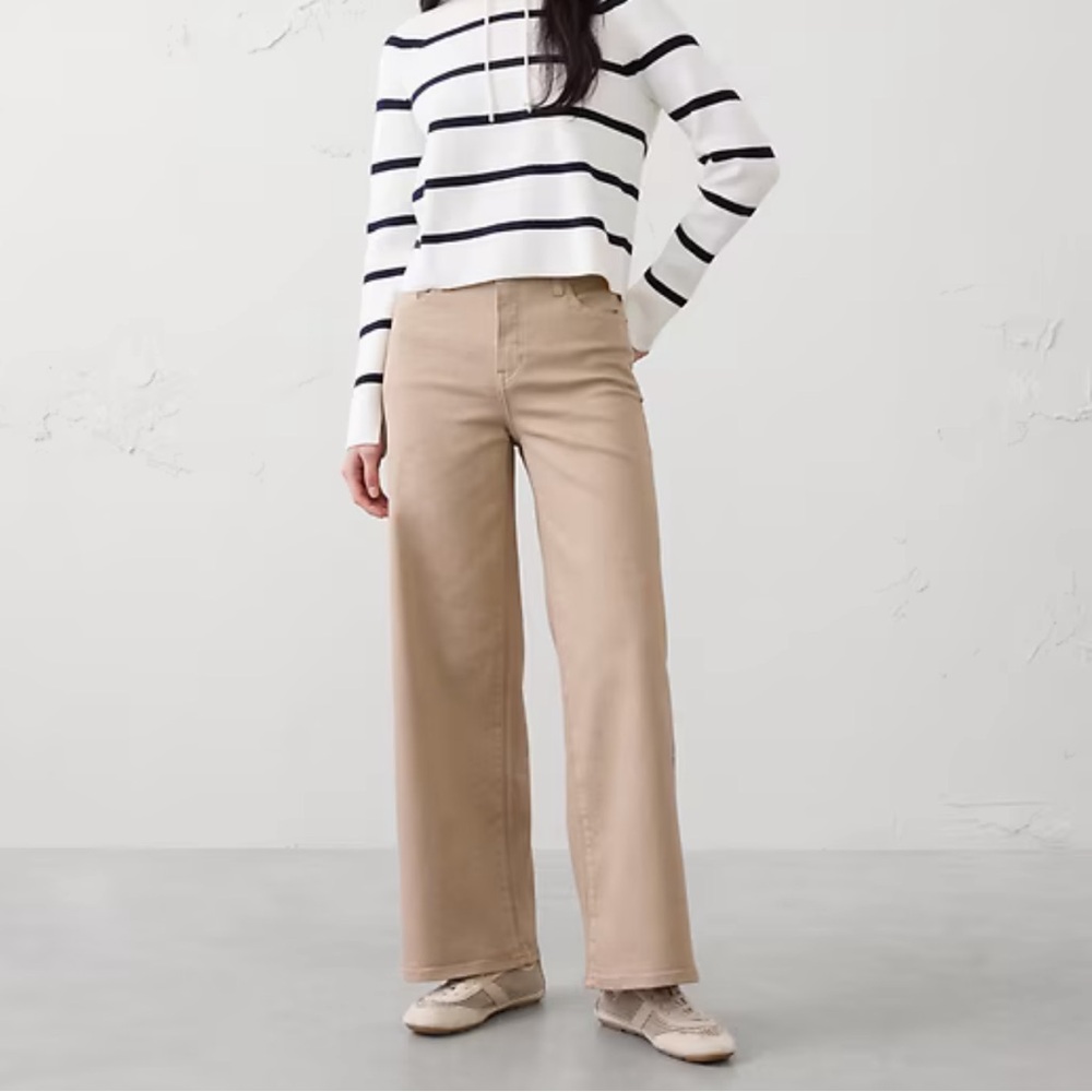 Wide leg high rise jean